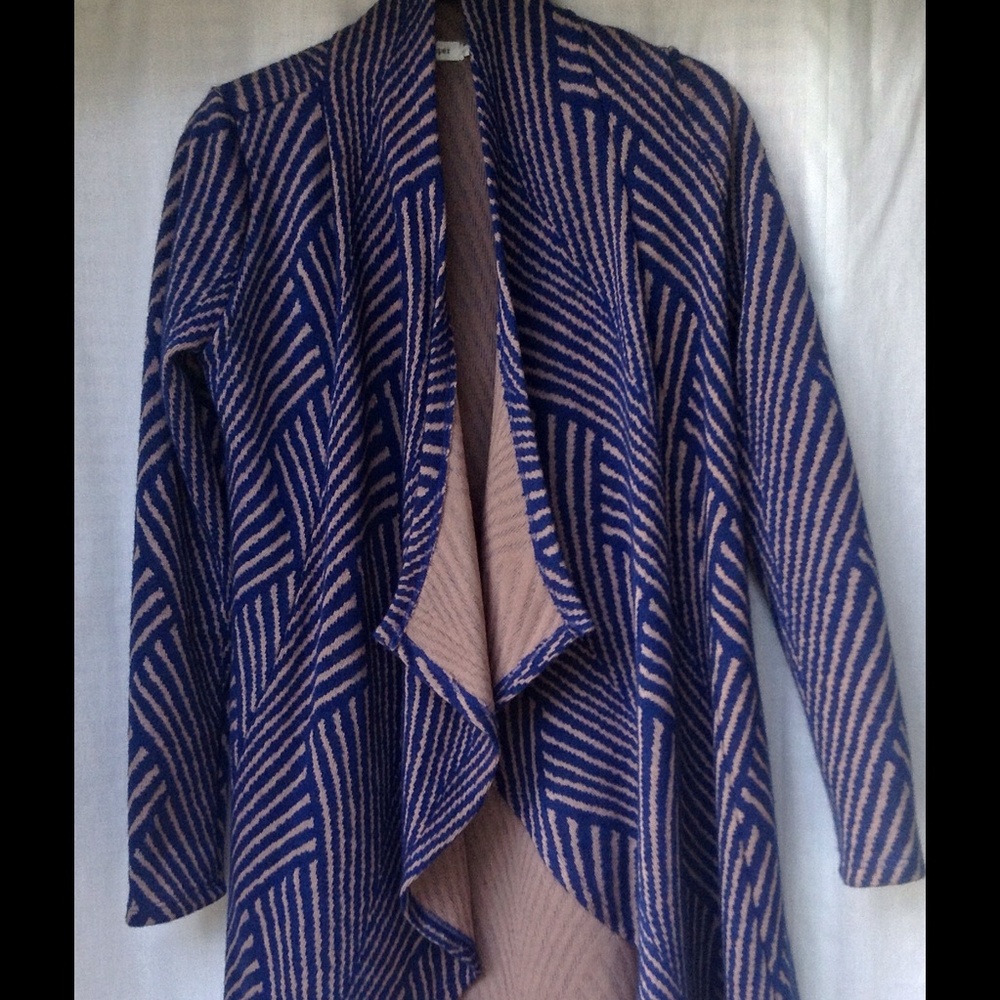 Blu Pepper Blue and Tan Patterned Sweater